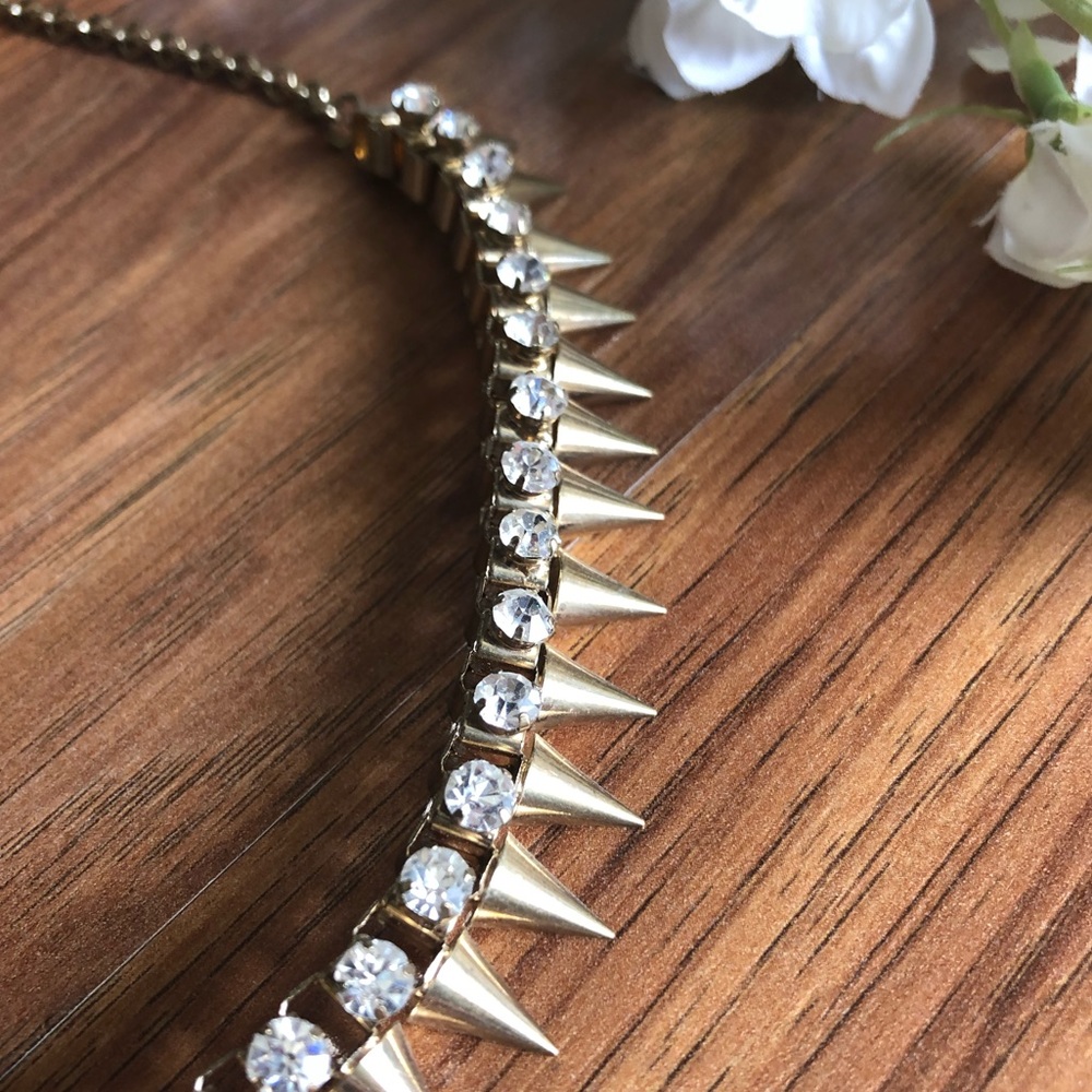 Gold rhinestone spiked necklace